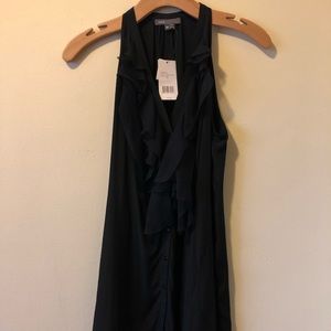 Vince ruffle button up top black XS